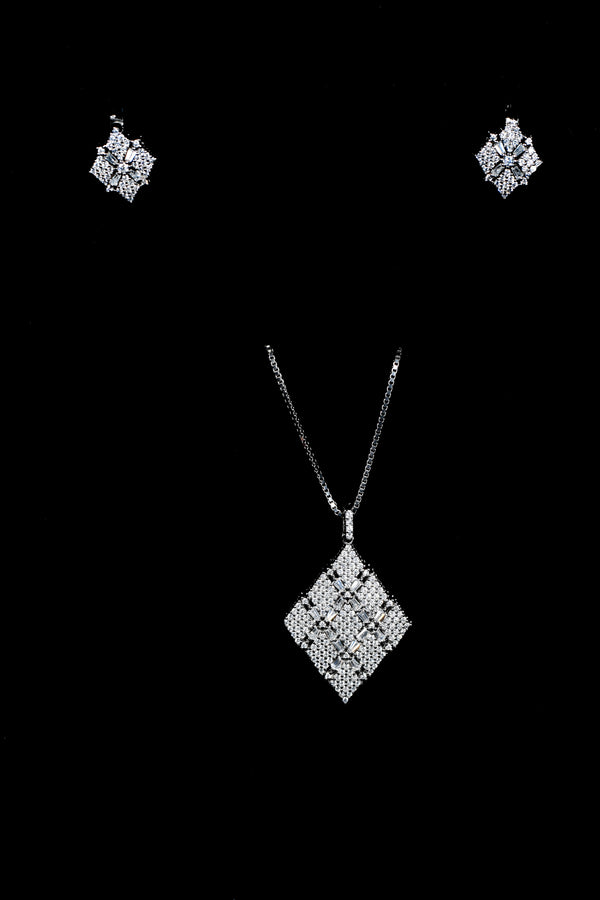 Diamond Blossom Lozenge Pendant Set