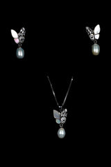 Pearl Wing Butterfly Pendant Set