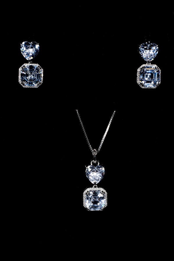 Radiant Heart Diamond Pendant Set