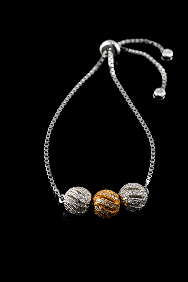 Tricolour Sparkle Sphere Box Chain Bracelet