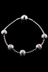 Pink & White Diamond Ball Chain Adjustable Bracelet