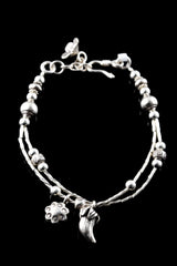 Dual Chain Chili & Flower Fusion Adjustable Bracelet