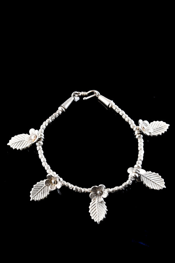 Floral Harmony Silver Ball Bracelet