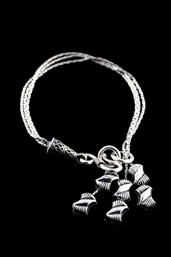 Oval-Link Silver Charm Adjustable Bracelet