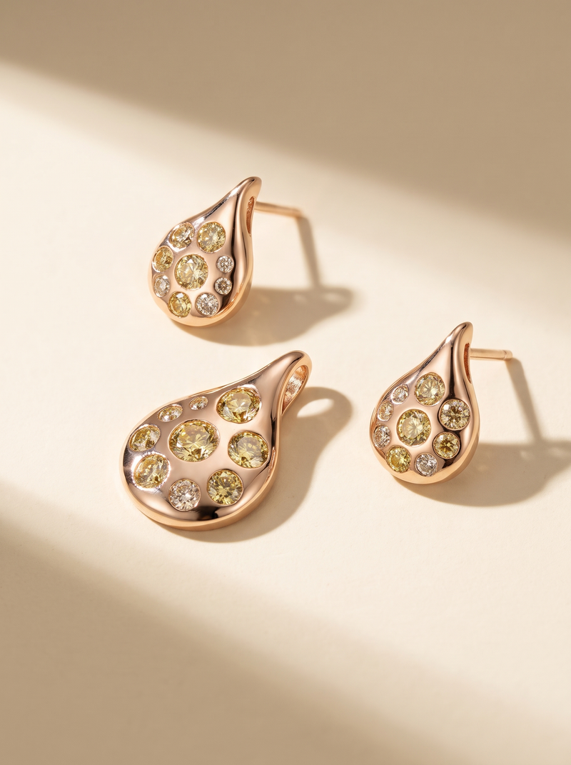 Rosé Soleil Pear Pendant Set