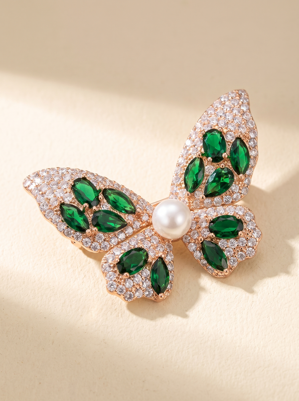 Rosé Papillon Pearl Brooch