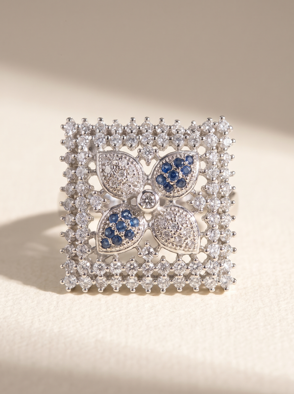 Sapphire Floral Royale Brooch