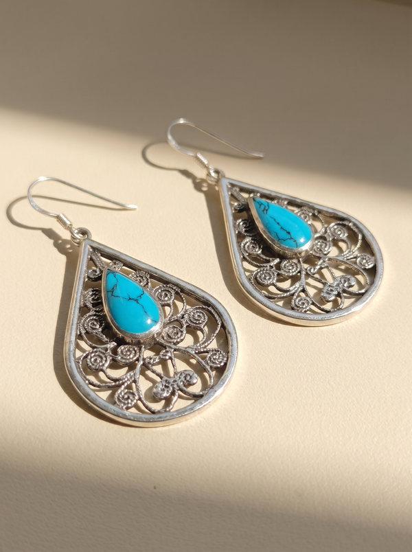Azure Branches Oxidised Drop Earrings
