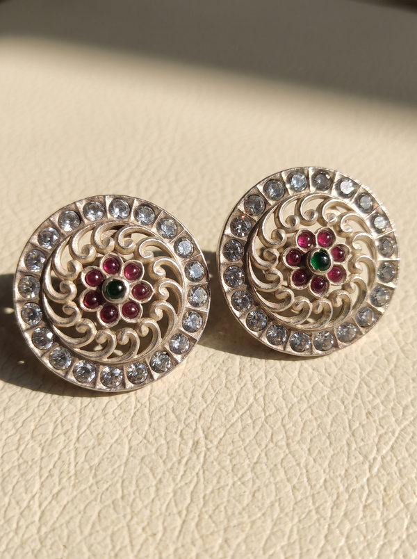 Ruby Emerald Antique Stud Earrings