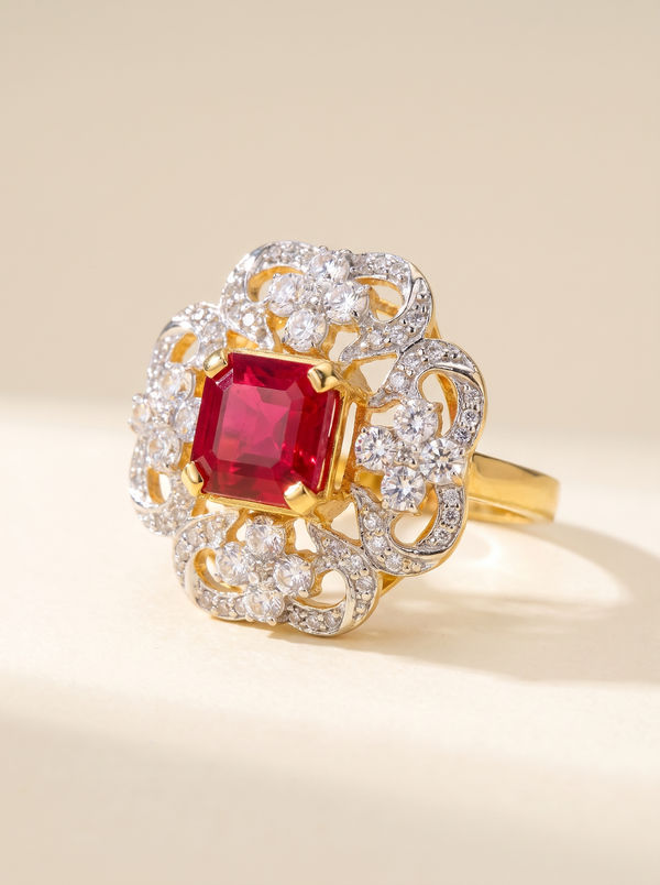 Ruby Florale Royale Cocktail Ring