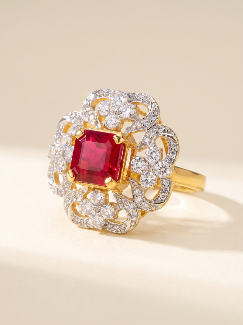 Ruby Florale Royale Cocktail Ring