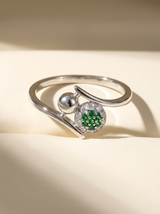 Emerald Bloom Dual-Circle Ring