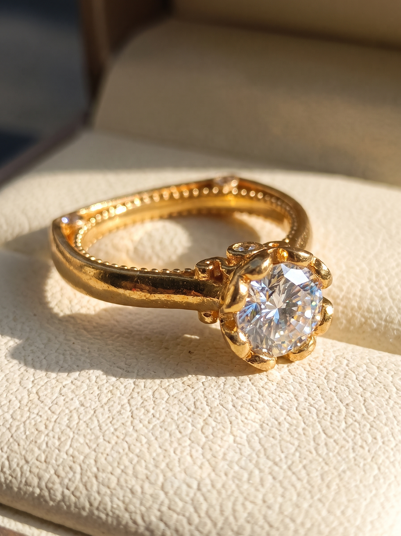 Golden Amour Solitaire Ring